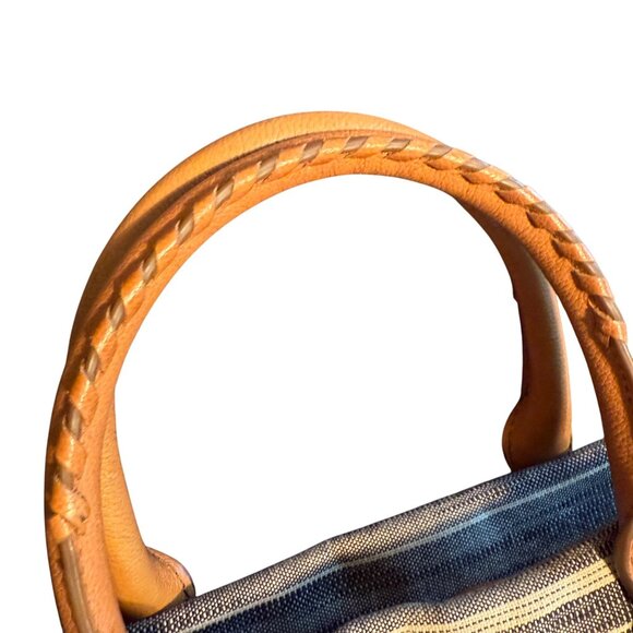 Fossil Striped Canvas & Leather Crossbody/Handbag With Adjustable Strap - Picture 6 of 16